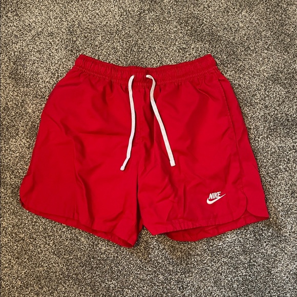 Nike Red Sports Shorts with White Accents - Picture 1 of 3